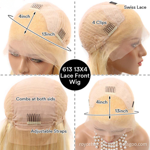 180% Density Raw Virgin Indian Hair 13X6 613 Blonde Body Wave HD Transparent Lace Frontal Human Hair Wigs for Black Women